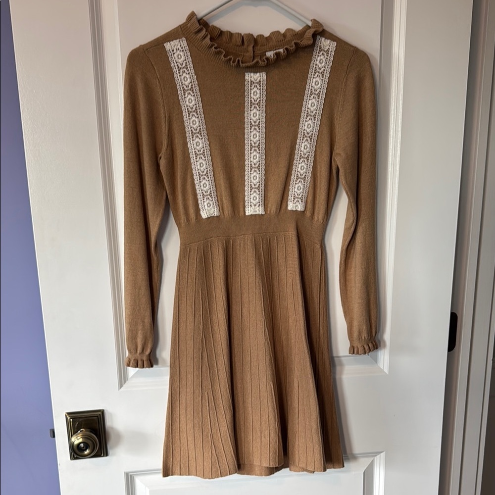 Janie and Jack Tan Dress with White Lace